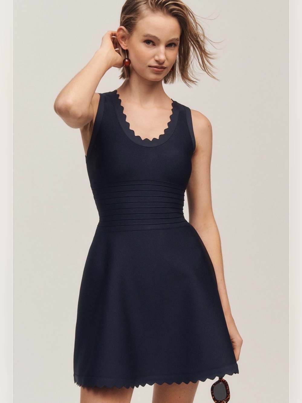 NWT Simple by Anthropologie Sleeveless Scallop-Neck Navy Fit & Flare Dress
